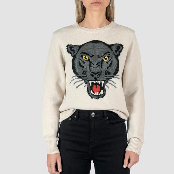 Straight To Hell Sweaters - Straight to Hell Women's sweet revenge Cream Panther Sweater